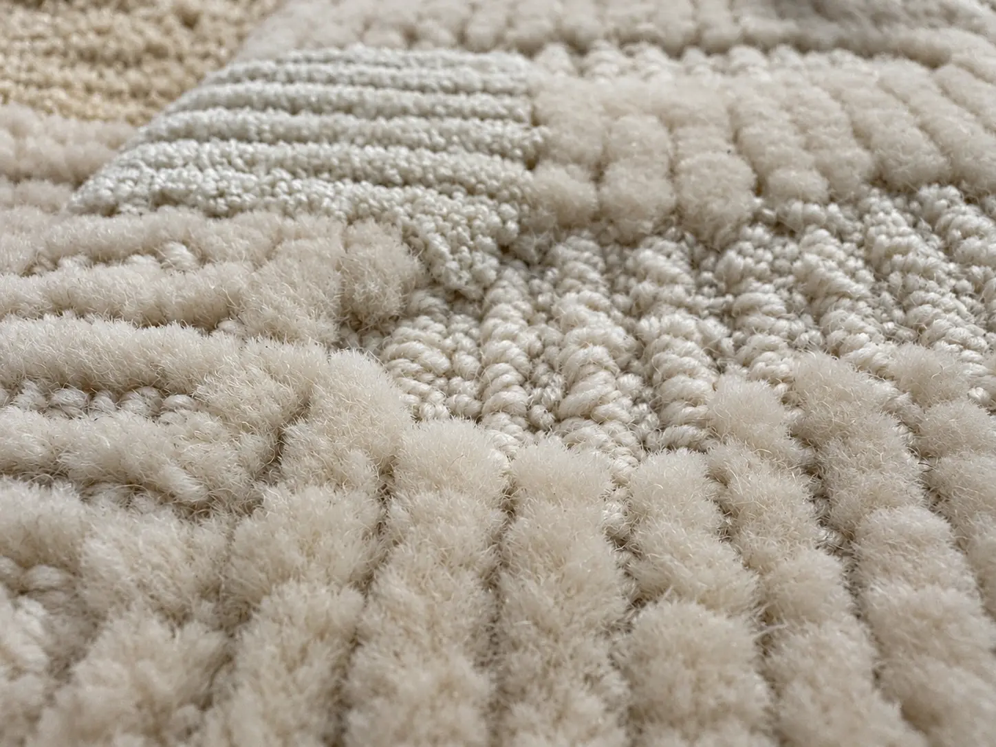 Macro detail of luxury carpet fiber weaving